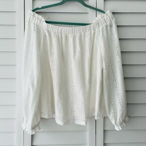 I.N.C. Int'l - Off the Shoulder Eyelet Top - Medium